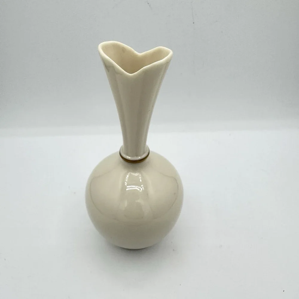 Vintage Lenox Rhodora Rose Bud Vase Ivory 24K Gold Trim USA MCM Grannycore